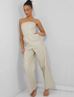 Cheap Bandeau Tailored Wide Leg Jumpsuit Stone Sculpt & Leisure | Kaiia The Label