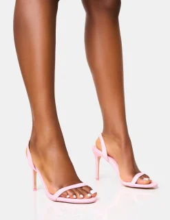 Cheap Barely Round Toe Slingback Stiletto Heels Barely There Heels | Pink Heels