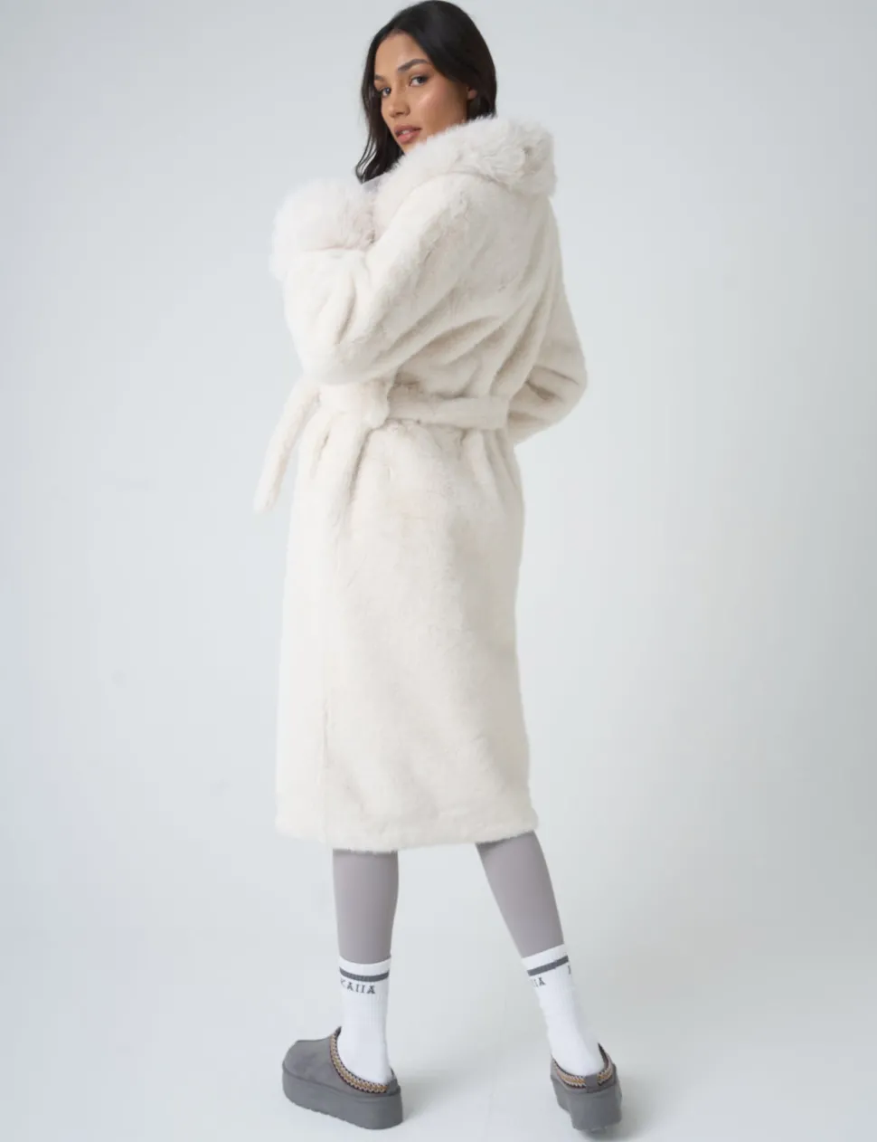 Hot Belted Faux Fur Long Coat Sculpt & Leisure | Kaiia The Label