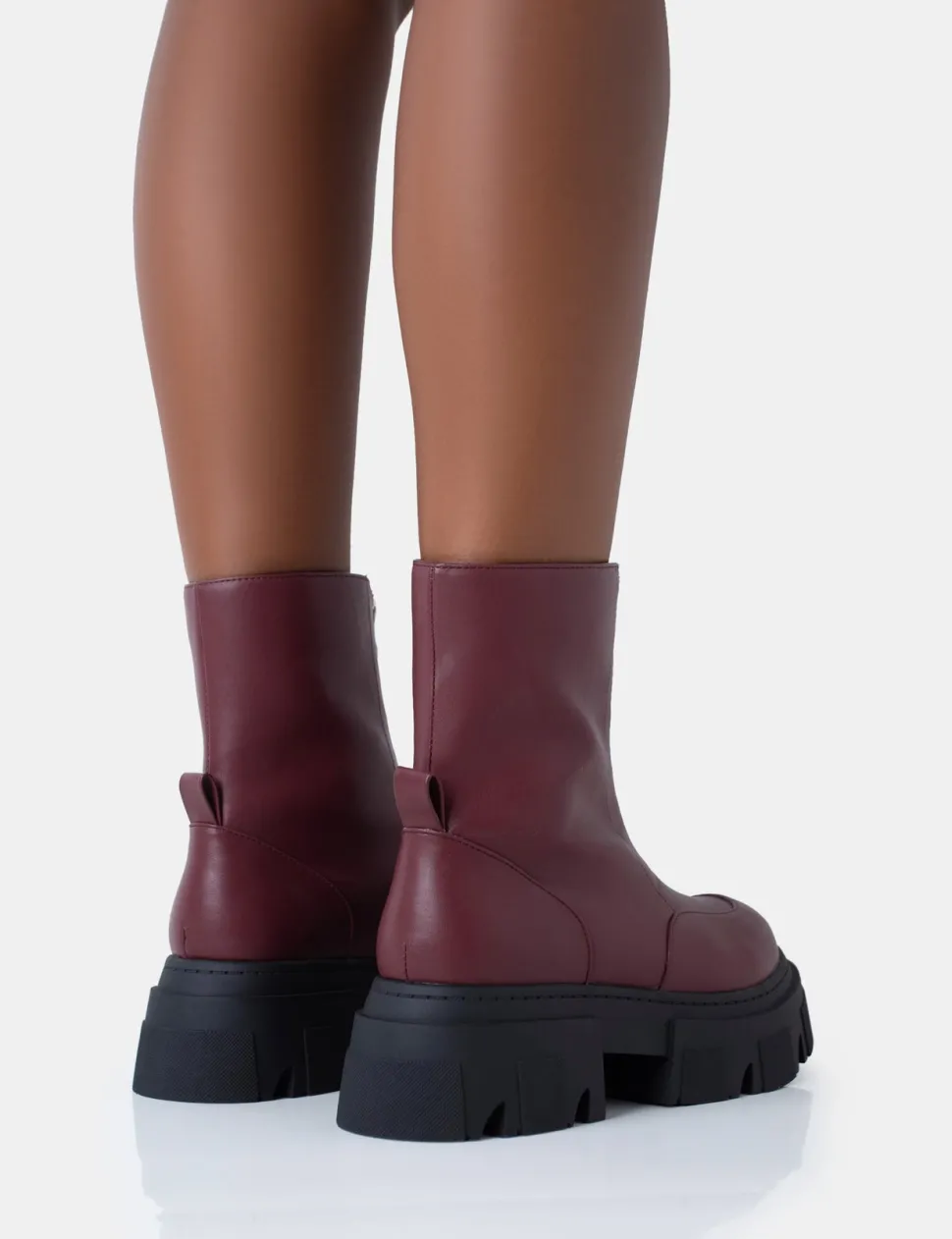 Discount Bergen Pu Zip Up Detailed Rounded Chunky Soled Ankle Boots Chunky Boots | Ankle Boots