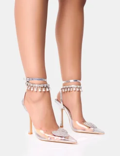 Cheap Blessing Wide Fit Clear Perspex Pearl Court Stiletto Heels Wide Fit Heels | Wide Fit Heels