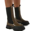 Best Boston Khaki Calf High Chunky Sole Boots Chunky Boots | Ankle Boots