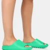 Sale Brady Jade Rubber Flat Slider Sandals Back In Stock | Flats