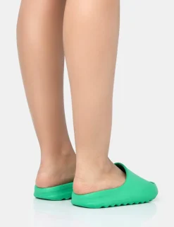 Sale Brady Jade Rubber Flat Slider Sandals Back In Stock | Flats