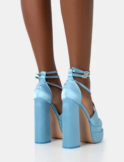 Best Breanna Wide Fit Baby Satin Double Platform Block Heels Wide Fit Block Heels | Wide Fit Heels