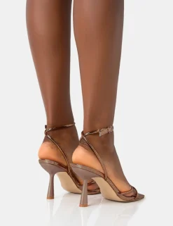 Store Bree Bronze PU Barely There Square Toe Mid Stiletto Heels Square Toe Heels | Mid Heels