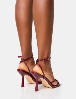 Online Bree Patent Barely There Square Toe Mid Stiletto Heels Strappy Heels | Barely There Heels