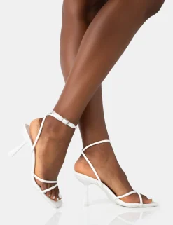 Cheap Bree Patent Barely There Square Toe Mid Stiletto Heels Back In Stock | Square Toe Heels