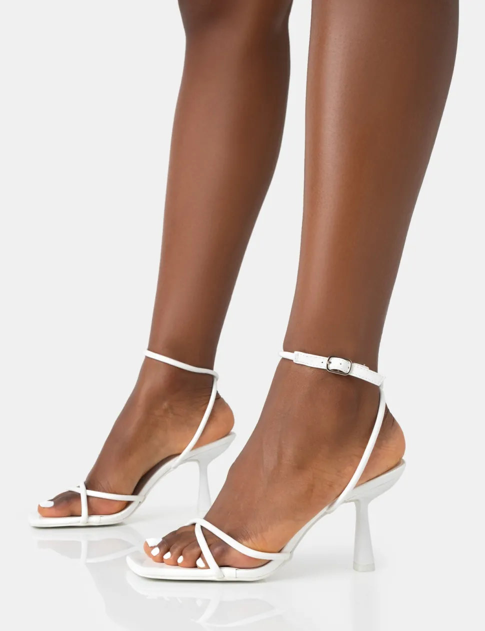 Cheap Bree Patent Barely There Square Toe Mid Stiletto Heels Back In Stock | Square Toe Heels