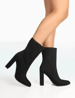 Best Sale Bridget Nylon Pointed Toe Block Heeled Ankle Boots Heeled Boots