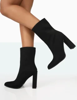 Best Sale Bridget Nylon Pointed Toe Block Heeled Ankle Boots Heeled Boots
