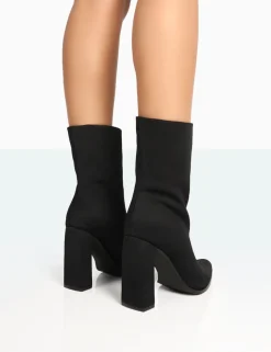 Best Sale Bridget Nylon Pointed Toe Block Heeled Ankle Boots Heeled Boots