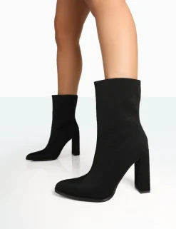 Best Sale Bridget Nylon Pointed Toe Block Heeled Ankle Boots Heeled Boots