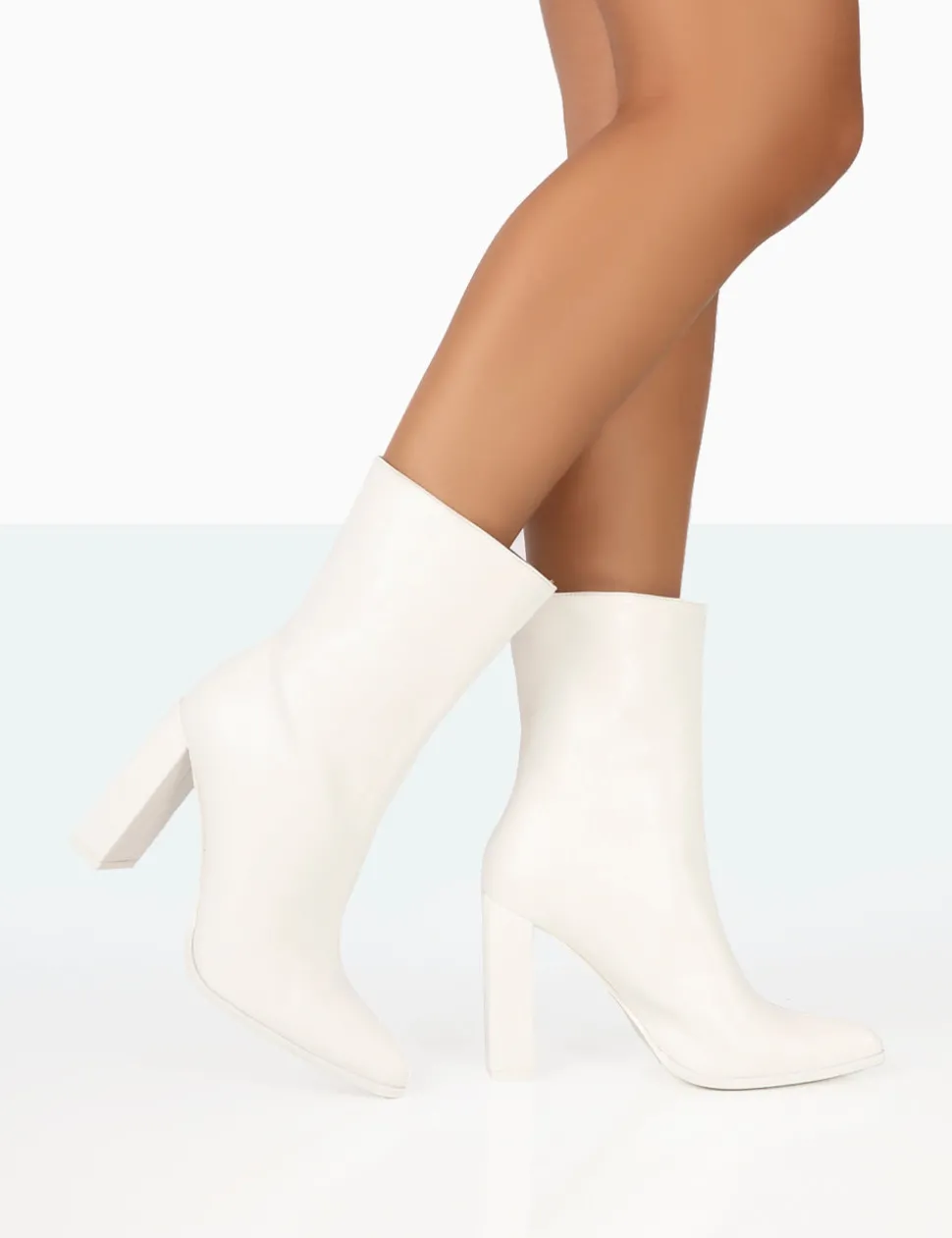 Discount Bridget PU Pointed Toe Block Heeled Ankle Boots Heeled Boots