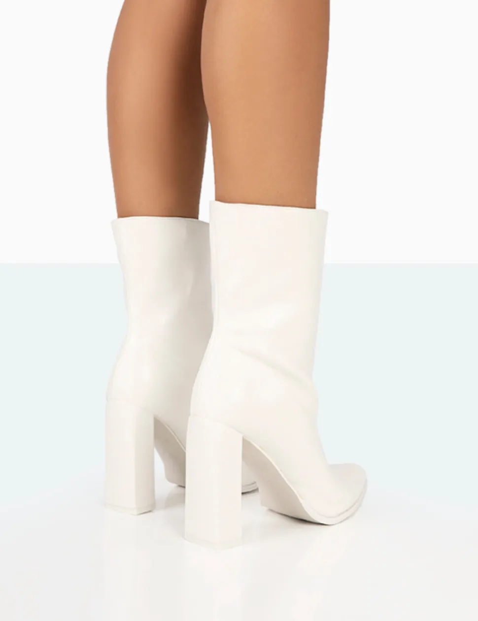 Discount Bridget PU Pointed Toe Block Heeled Ankle Boots Heeled Boots