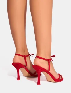 Hot Brie Cherry Suede Double Bow Detail Mid Heels Bow Heels | Mid Heels