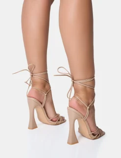 Shop Brightside Strappy Tie Up Square Toe Flared Heels Strappy Heels | Square Toe Heels