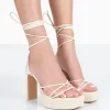 Cheap Bring It Wide Fit Pu Lace Up Strappy Platform Thin Block Heels Wide Fit Heels | Wide Fit Heels