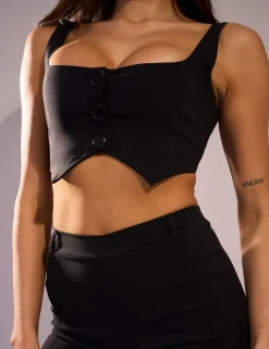 Clearance Button Detail Bust Corset Co-ords | Tops
