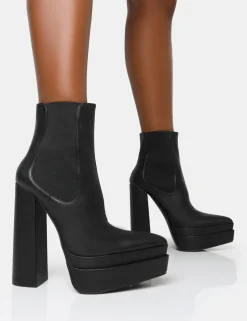 Hot Cady Pu Platform Pointed Toe Block Heel Ankle Boots Heeled Boots | Ankle Boots