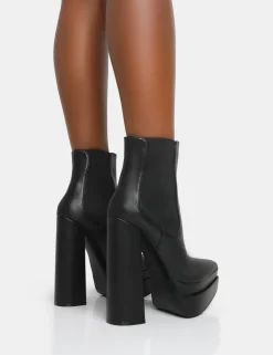 Hot Cady Pu Platform Pointed Toe Block Heel Ankle Boots Heeled Boots | Ankle Boots