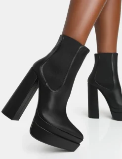 Hot Cady Pu Platform Pointed Toe Block Heel Ankle Boots Heeled Boots | Ankle Boots