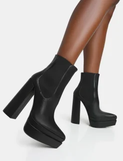 Hot Cady Pu Platform Pointed Toe Block Heel Ankle Boots Heeled Boots | Ankle Boots
