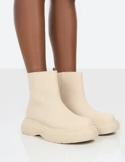 New Caia Nude Platform Chunky Sole Ankle Boot Chunky Boots | Ankle Boots