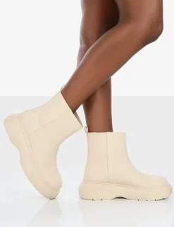 New Caia Nude Platform Chunky Sole Ankle Boot Chunky Boots | Ankle Boots
