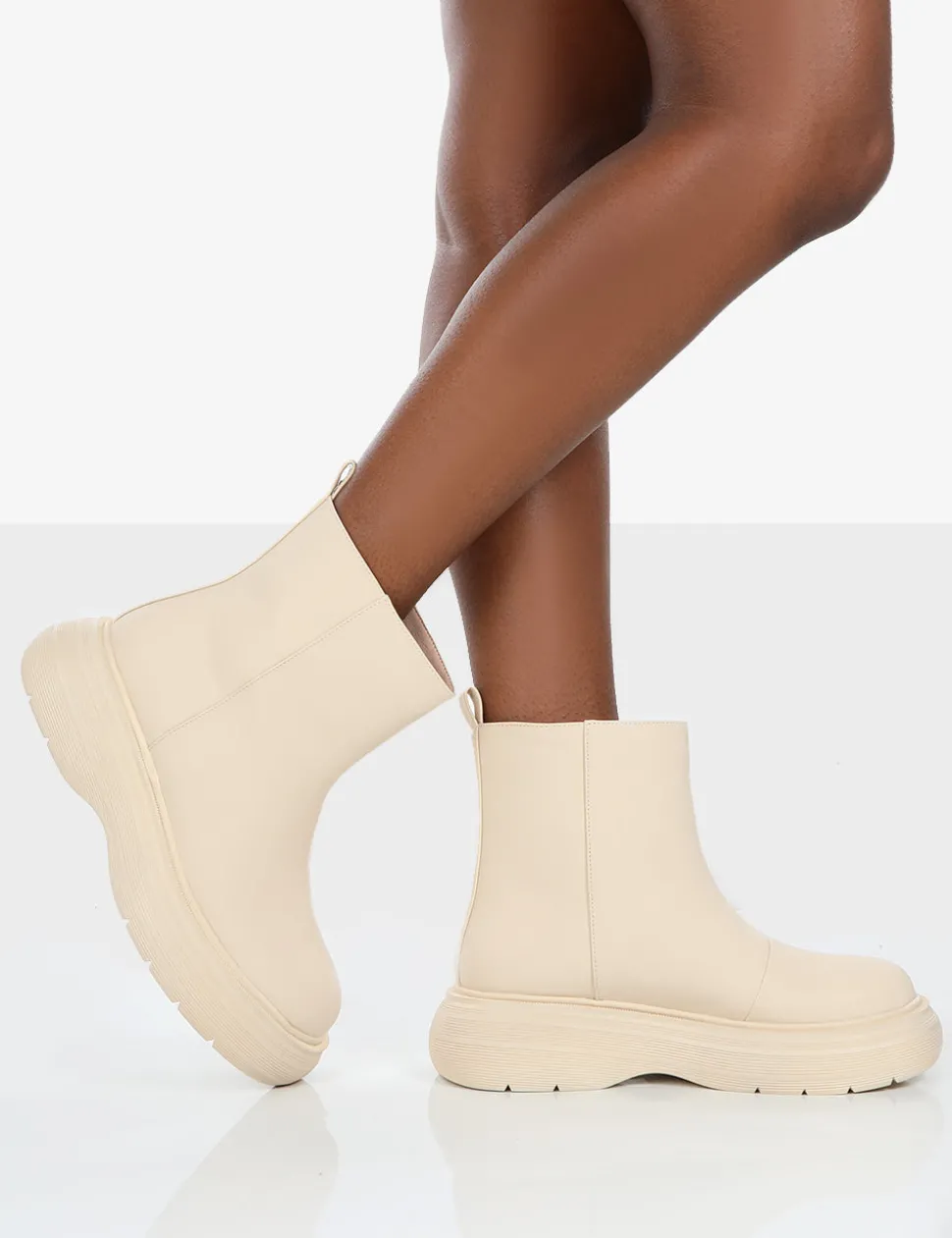New Caia Nude Platform Chunky Sole Ankle Boot Chunky Boots | Ankle Boots