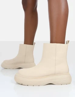 New Caia Nude Platform Chunky Sole Ankle Boot Chunky Boots | Ankle Boots