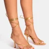Fashion Cameron Strappy Toe Post Mid Heels Strappy Heels | Gold Heels