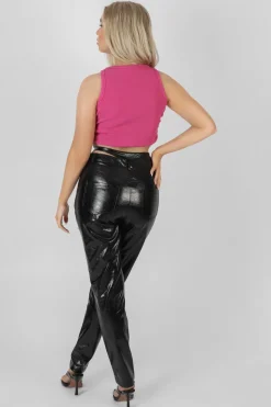 Fashion Carabiner Waist Battered Pu Trousers Sculpt & Leisure | Kaiia The Label