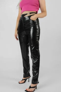 Fashion Carabiner Waist Battered Pu Trousers Sculpt & Leisure | Kaiia The Label