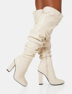 Online Cassia Square Toe Block Heel Over The Knee Boots Heeled Boots | Over The Knee Boots