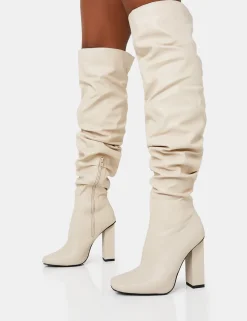 Online Cassia Square Toe Block Heel Over The Knee Boots Heeled Boots | Over The Knee Boots