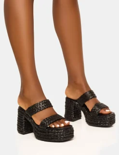 New Cassidy Double Strap Jute Platform Block Heel Block Heels | Platform Heels