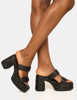 New Cassidy Double Strap Jute Platform Block Heel Block Heels | Platform Heels