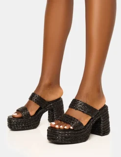 New Cassidy Double Strap Jute Platform Block Heel Block Heels | Platform Heels