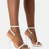 Store Catwalk Pu Chain Strappy Square Toe Stiletto Heels Square Toe Heels | High Heels