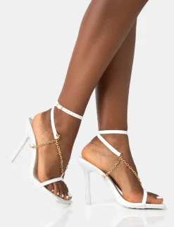 Store Catwalk Pu Chain Strappy Square Toe Stiletto Heels Square Toe Heels | High Heels