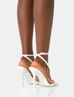 Store Catwalk Pu Chain Strappy Square Toe Stiletto Heels Square Toe Heels | High Heels