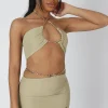 Clearance Chain Waist Mini Skirt Sage Sculpt & Leisure | Kaiia The Label