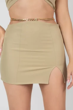 Clearance Chain Waist Mini Skirt Sage Sculpt & Leisure | Kaiia The Label