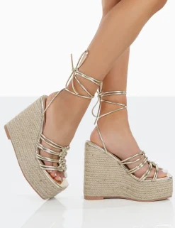 Online Chakkra PU High Heeled Sandal Espadrilles Wedges 6