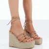 Cheap Chakkra PU High Heeled Sandal Espadrilles Wedges 6" Heels | Wedges