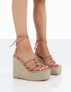 Cheap Chakkra PU High Heeled Sandal Espadrilles Wedges 6" Heels | Wedges