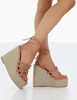 Cheap Chakkra PU High Heeled Sandal Espadrilles Wedges 6