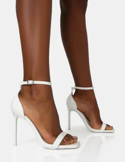 Best Chaos Patent Square Toe Strappy Barely There Stiletto Heels Strappy Heels | Square Toe Heels