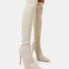 Store Chateau Off Knitted Sock Stiletto Over The Knee Pointed Boots High Heels | Heeled Boots